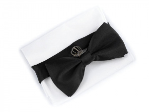 Sada - motýlek, kapesník, ozdoba do klopy