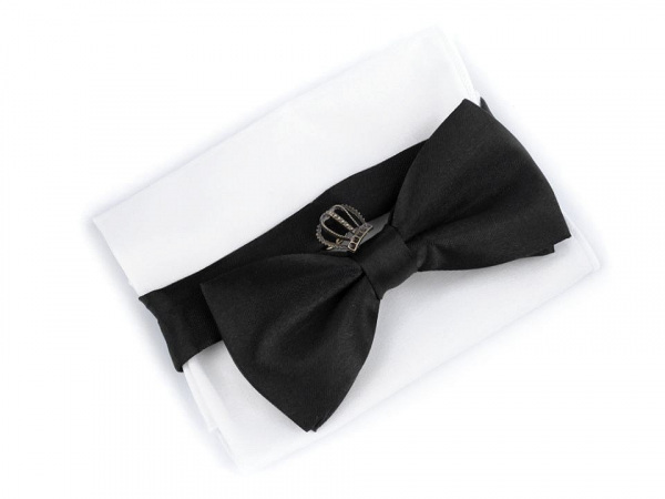 Sada - motýlek, kapesník, ozdoba do klopy