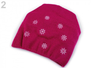 Dívčí zimní čepice s vločkami, svěšená