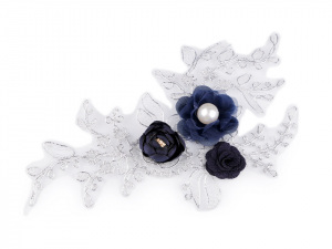 Monofilová aplikace / vsadka 3D 12x23 cm s květy