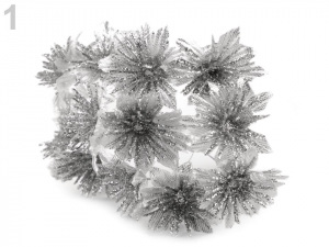 Vánoční květ na drátku s glitry