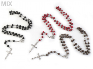 Růženec s dřevěnými korálky v krabičce