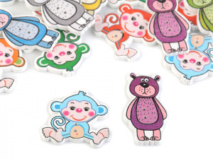 Dřevěný dekorační knoflík opice, medvídek