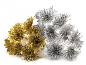 Vánoční květ na drátku s glitry