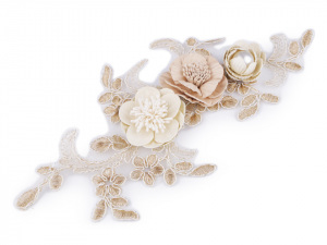 Monofilová aplikace / vsadka 3D 12x23 cm s květy