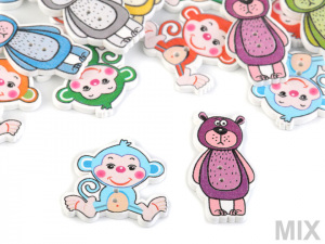 Dřevěný dekorační knoflík opice, medvídek