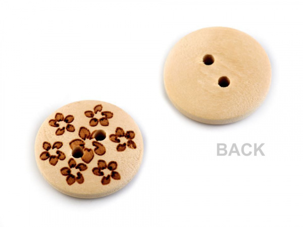 Dřevěný knoflík velikost 32" květy