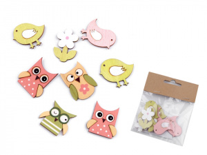 Samolepicí dekorace ptáček, květina, sova