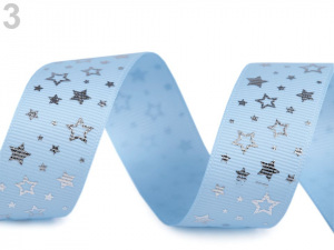 Rypsová stuha hvězdy šíře 25 mm vánoční