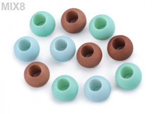 Plastové korálky matné s velkým průvlekem 11x14 mm