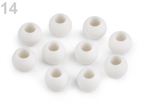 Plastové korálky matné s velkým průvlekem 11x14 mm