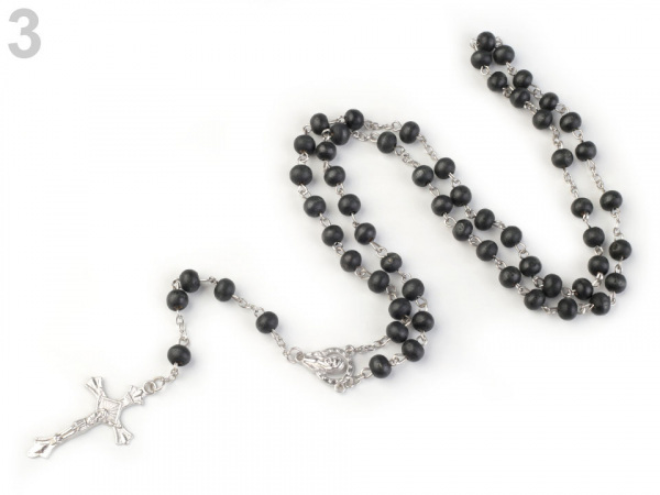 Růženec s dřevěnými korálky v krabičce