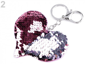 Přívěsek na kabelku / klíče srdce s měnícími flitry