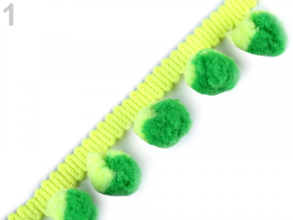 Prýmek šíře 25 mm s barevnými bambulkami Ø13 mm