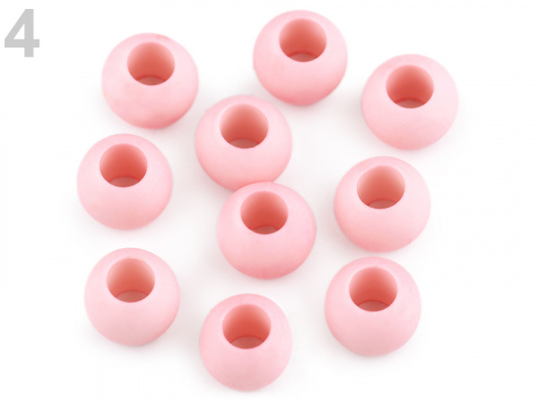 Plastové korálky matné s velkým průvlekem 11x14 mm