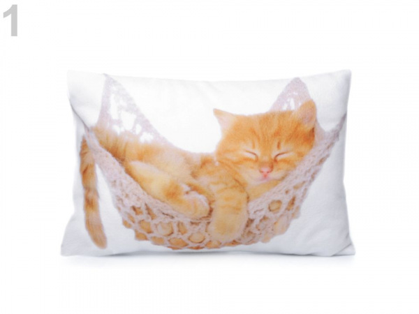 Malý dekorační polštář s výplní - kočka, pes 20x30 cm