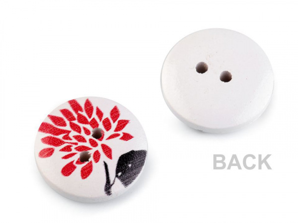 Dřevěný dekorační knoflík japonské květy