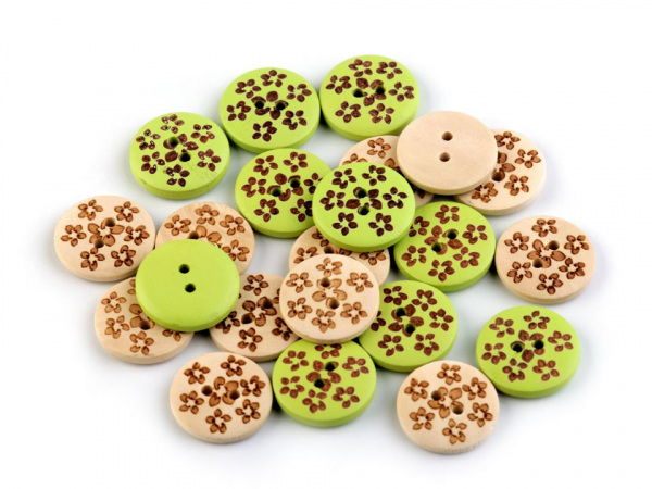 Dřevěný knoflík velikost 32" květy