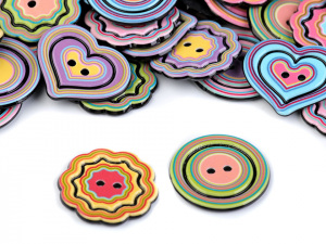 Knoflík duha - srdce, květ, kruh