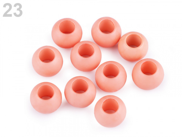 Plastové korálky matné s velkým průvlekem 10x12 mm