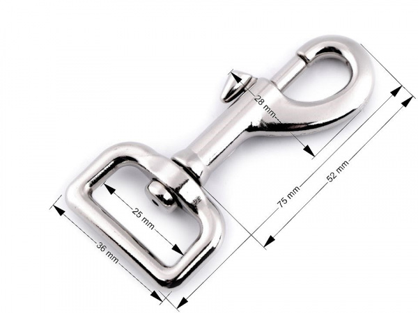 Mohutná kovová karabina s obrtlíkem průvlek 25 mm