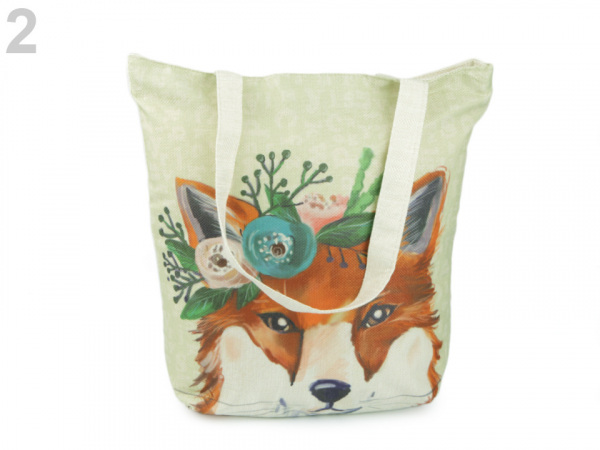 Textilní taška liška, mýval, slon, jednorožec, květy 35x35 cm