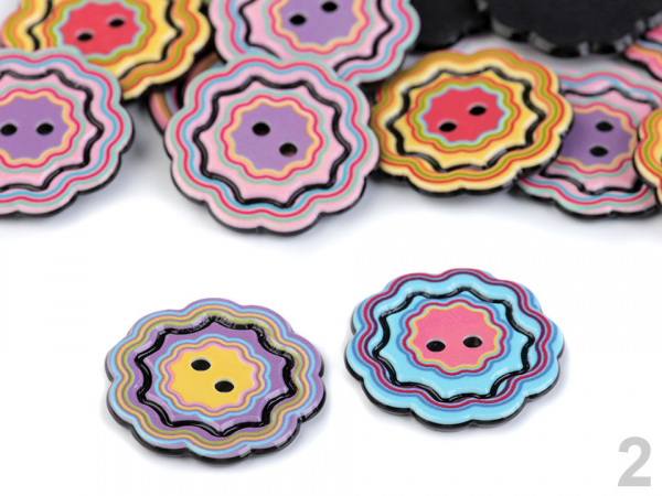 Knoflík duha - srdce, květ, kruh