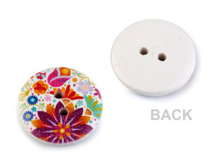 Dřevěný dekorační knoflík mix květy