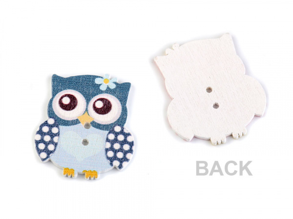 Dřevěný dekorační knoflík sova