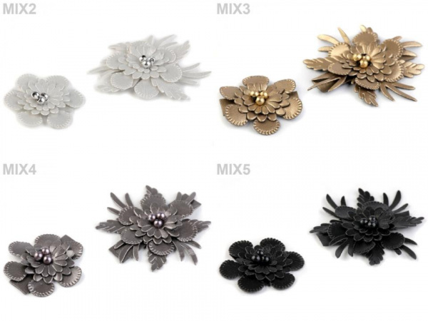 Textilní květ 3D s korálky