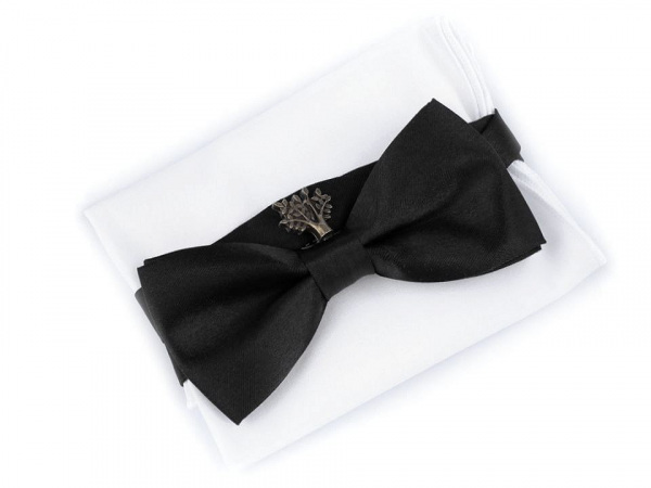 Sada - motýlek, kapesník, ozdoba do klopy