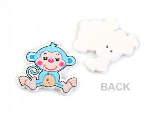 Dřevěný dekorační knoflík opice, medvídek