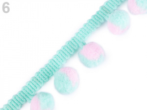 Prýmek šíře 25 mm s barevnými bambulkami Ø13 mm