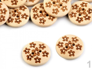 Dřevěný knoflík velikost 32" květy