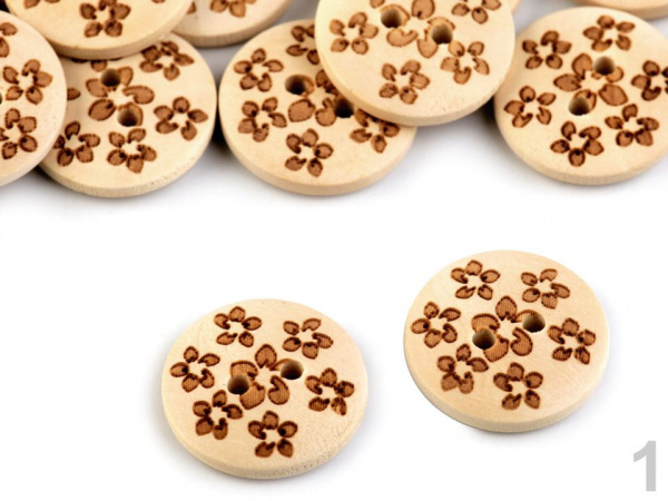 Dřevěný knoflík velikost 32" květy