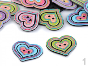 Knoflík duha - srdce, květ, kruh