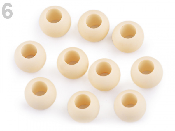 Plastové korálky matné s velkým průvlekem 11x14 mm