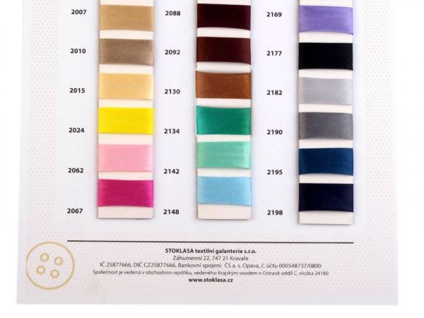 Šikmý proužek saténový zažehlený 15 mm barevnice