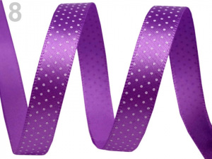 Saténová stuha s puntíky šíře 10 mm