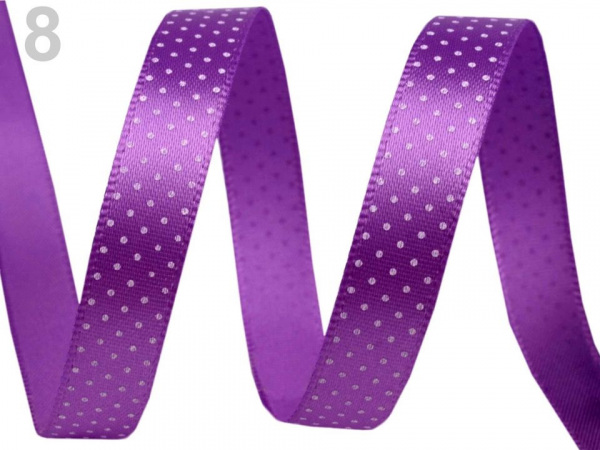 Saténová stuha s puntíky šíře 10 mm