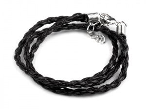 Splétaná šňůrka s karabinkou z eko kůže délka 53 cm