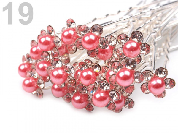 Štrasová vlásenka květ s perlou Ø10 mm