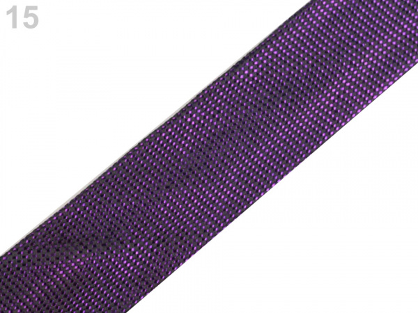 Šikmý proužek lurexový šíře 15 mm zažehlený rozměřený