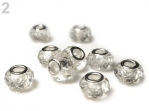 Skleněné korálky s velkým průvlekem transparentní 9x14 mm