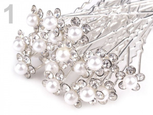 Štrasová vlásenka květ s perlou Ø10 mm