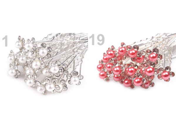 Štrasová vlásenka květ s perlou Ø10 mm