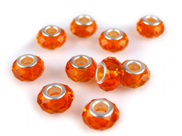 Skleněné korálky s velkým průvlekem transparentní 9x14 mm