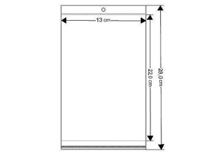 PP sáček s lepicí klopou a závěsem 13x22cm