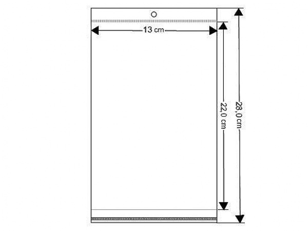 PP sáček s lepicí klopou a závěsem 13x22cm
