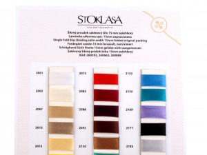 Šikmý proužek saténový zažehlený 15 mm barevnice